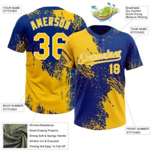 Yellow Royal White 3D Pattern Abstract Brush Stroke Two Button Unisex Softball Jersey Custom Team Softball Jersey 3 m0w8ba.jpg