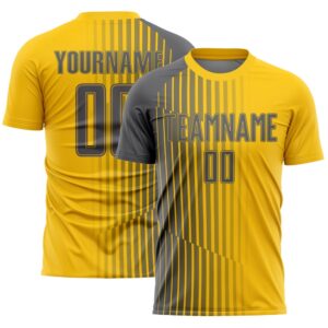 Yellow Steel Gray Lines Sublimation Soccer Uniform…
