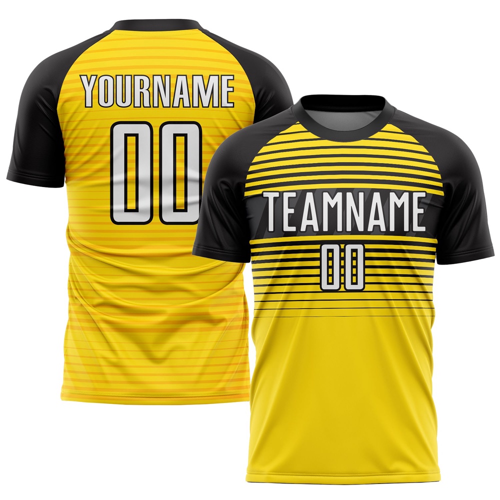 Yellow White Black Sublimation Soccer Uniform Jersey, Custom Team Soccer Jersey Shirt