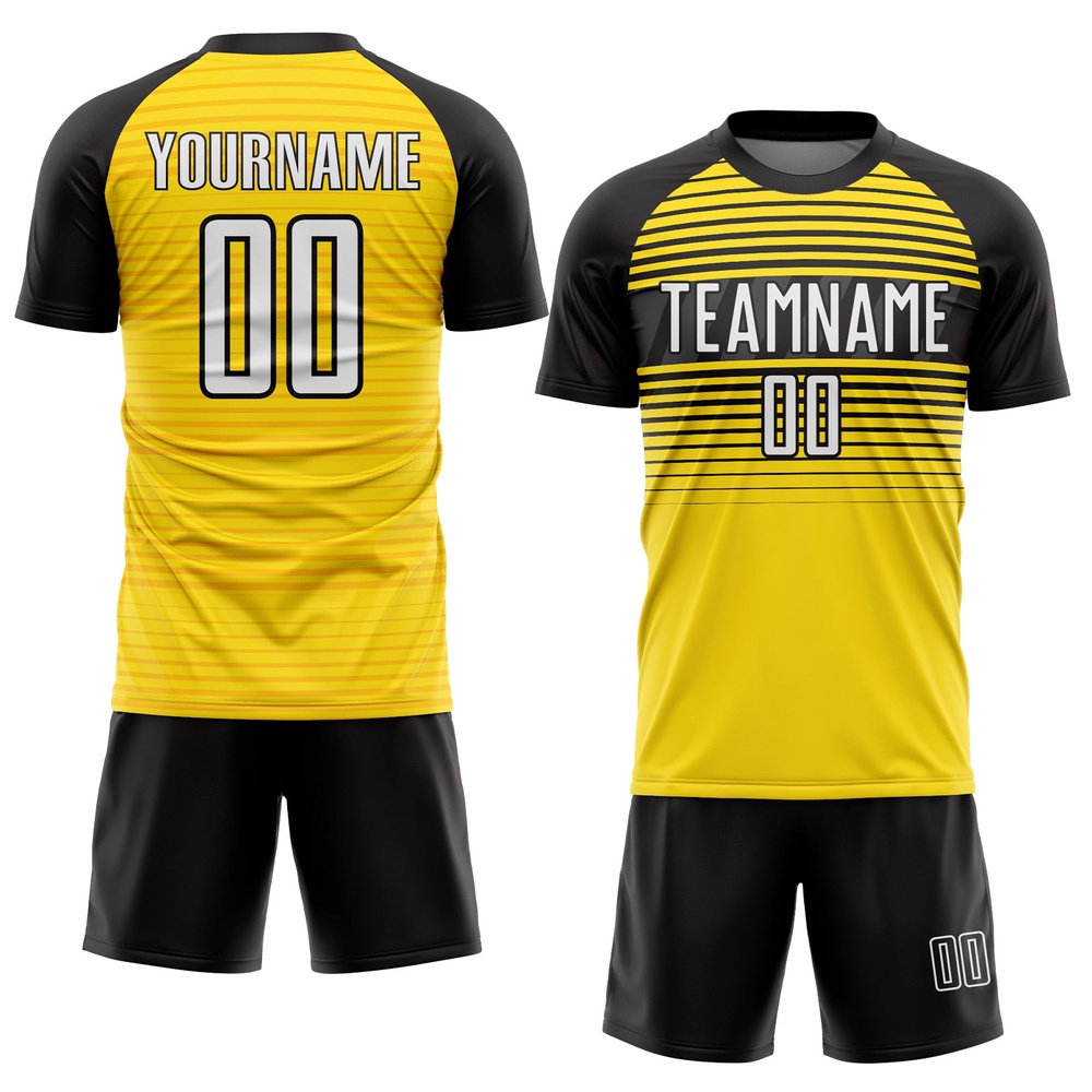 Yellow White Black Sublimation Soccer Uniform Jersey, Custom Team Soccer Jersey Shirt