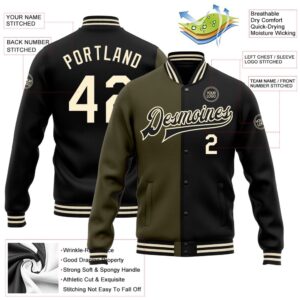 Custom Black Cream Olive Bomber Full Snap Varsity Letterman Split Fashion Jacket Custom Team Jacket 2 kogbhw.jpg