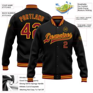 Custom Black Crimson Gold Bomber Full Snap Baseball Jacket Custom Team Jacket 2 hthyco.jpg