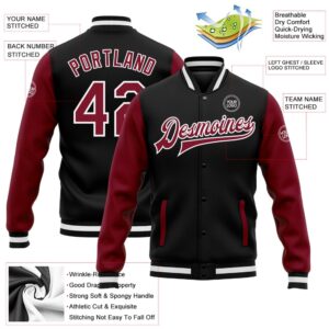 Custom Black Crimson White Bomber Full Snap Varsity Baseball Jacket Custom Team Jacket 2 sjkvvy.jpg