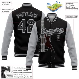 Custom Black Gray Guitar Music Festival 3D Pattern Design Bomber Full Snap Baseball Jacket Custom Team Jacket 2 xgputs.jpg