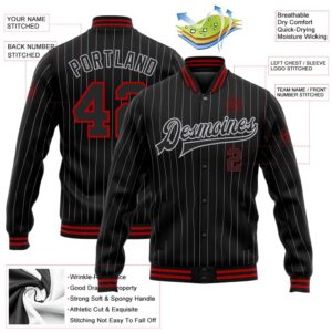 Custom Black Gray Pinstripe Red Bomber Full Snap Baseball Jacket Custom Team Jacket 2 xdbaj3.jpg