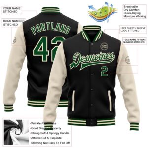 Custom Black Green Cream Bomber Full Snap Varsity Baseball Jacket Custom Team Jacket 2 xz3xyc.jpg