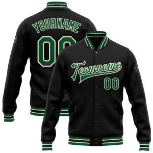 Custom Black Kelly Green Cream Bomber Full…