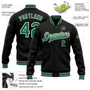 Custom Black Kelly Green Cream Bomber Full Snap Baseball Jacket Custom Team Jacket 2 doarmc.jpg