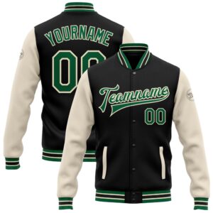 Custom Black Kelly Green Cream Bomber Full…