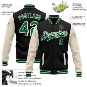 Custom Black Kelly Green Cream Bomber Full Snap Varsity Baseball Jacket Custom Team Jacket 2 btomgk.jpg