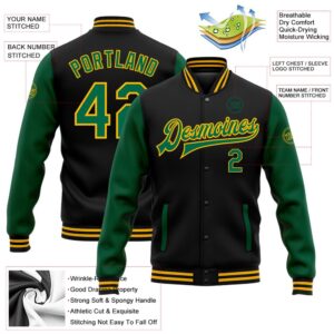 Custom Black Kelly Green Gold Bomber Full Snap Varsity Baseball Jacket Custom Team Jacket 2 la0hue.jpg