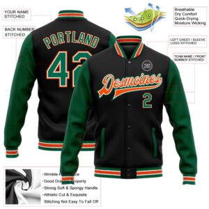 Custom Black Kelly Green Orange Bomber Full Snap Varsity Baseball Jacket Custom Team Jacket 2 fq59hb.jpg
