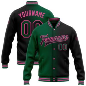 Custom Black Kelly Green Pink Bomber Full…