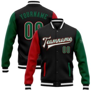 Custom Black Kelly Green Red Bomber Full…