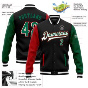 Custom Black Kelly Green Red Bomber Full Snap Varsity Baseball Jacket Custom Team Jacket 2 zpeset.jpg