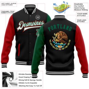 Custom Black Kelly Green Red Mexico 3D Bomber Full Snap Varsity Baseball Jacket Custom Team Jacket 2 wrfyte.jpg