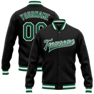 Custom Black Kelly Green White Bomber Full…