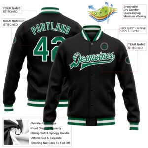 Custom Black Kelly Green White Bomber Full Snap Baseball Jacket Custom Team Jacket 2 kksuth.jpg