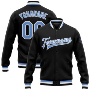 Custom Black Light Blue White Bomber Full…
