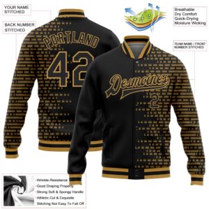 Custom Black Old Gold Halftone 3D Pattern Design Bomber Full Snap Baseball Jacket Custom Team Jacket 2 h6twjh.jpg
