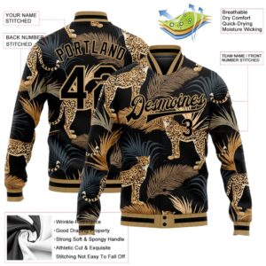 Custom Black Old Gold Tropical Leopard With Palms 3D Pattern Design Bomber Full Snap Baseball Jacket Custom Team Jacket 2 erbr0h.jpg