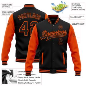 Custom Black Orange Bomber Full Snap Varsity Baseball Jacket Custom Team Jacket 2 zzvncp.jpg