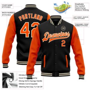 Custom Black Orange Cream Bomber Full Snap Varsity Baseball Jacket Custom Team Jacket 2 cyiswm.jpg
