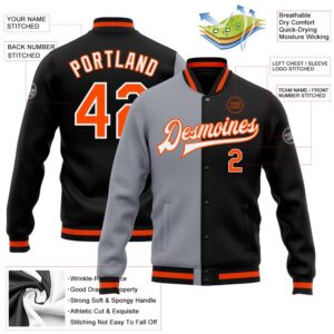 Custom Black Orange Gray Bomber Full Snap Varsity Letterman Split Fashion Jacket Custom Team Jacket 2 xeipxr.jpg