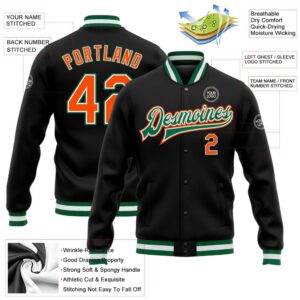 Custom Black Orange Kelly Green Bomber Full Snap Baseball Jacket Custom Team Jacket 2 rnqto7.jpg