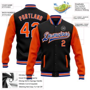 Custom Black Orange Royal Bomber Full Snap Varsity Baseball Jacket Custom Team Jacket 2 dszrn6.jpg