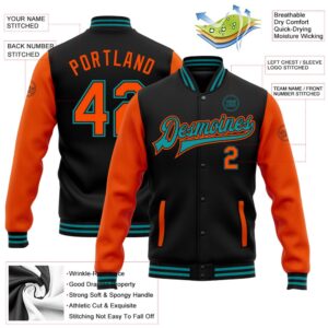 Custom Black Orange Teal Bomber Full Snap Varsity Baseball Jacket Custom Team Jacket 2 ipu86h.jpg