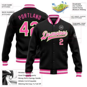 Custom Black Pink Neon Green Bomber Full Snap Baseball Jacket Custom Team Jacket 2 gzpyzq.jpg