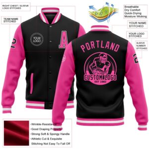 Custom Black Pink White Bomber Full Snap Varsity Baseball Jacket Custom Team Jacket 2 bwetpq.jpg