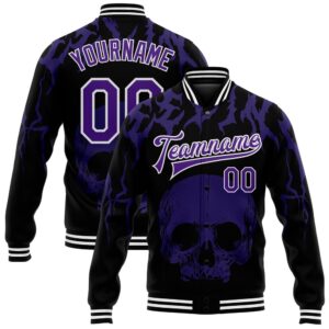 Custom Black Purple White Skull Fashion 3D…