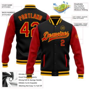 Custom Black Red Gold Bomber Full Snap Varsity Baseball Jacket Custom Team Jacket 2 jen0xr.jpg