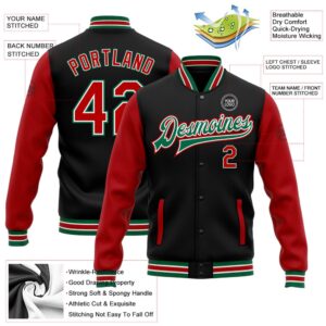 Custom Black Red Kelly Green Bomber Full Snap Varsity Baseball Jacket Custom Team Jacket 2 srcutp.jpg