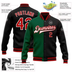 Custom Black Red Kelly Green Bomber Full Snap Varsity Letterman Split Fashion Jacket Custom Team Jacket 2 sndqom.jpg
