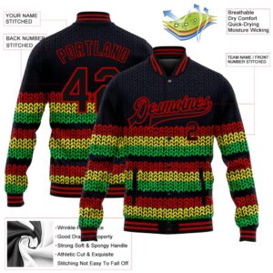 Custom Black Red Kelly Green Gold Black History Month 3D Pattern Design Bomber Full Snap Baseball Jacket Custom Team Jacket 2 h8dj44.jpg