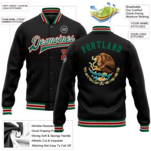Custom Black Red Kelly Green Mexico 3D Bomber Full Snap Baseball Jacket Custom Team Jacket 2 sinarf.jpg