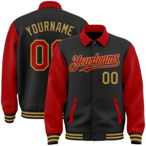 Custom Black Red Old Gold Bomber Full&hellip;