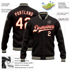 Custom Black Red Pinstripe Cream Bomber Full Snap Baseball Jacket Custom Team Jacket 2 iuzsvc.jpg