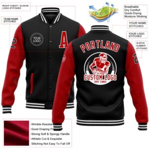 Custom Black Red White Bomber Full Snap Varsity Baseball Jacket Custom Team Jacket 2 voac24.jpg