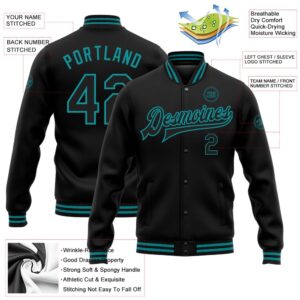 Custom Black Teal Bomber Full Snap Baseball Jacket Custom Team Jacket 2 shpii2.jpg