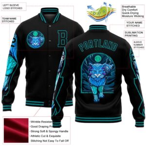 Custom Black Teal Leopard 3D Pattern Design Bomber Full Snap Baseball Jacket Custom Team Jacket 2 sxvbbk.jpg