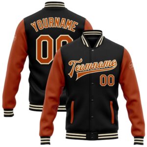 Custom Black Texas Orange Cream Bomber Full…