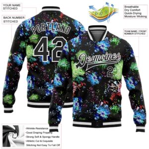 Custom Black White Glitter Bloom 3D Pattern Design Bomber Full Snap Baseball Jacket Custom Team Jacket 2 uxd3oy.jpg