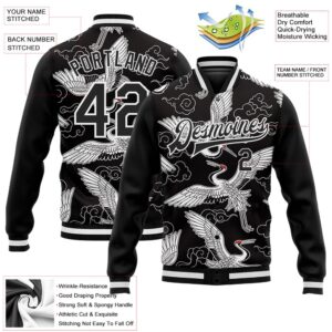 Custom Black White Heron And Cloud 3D Pattern Design Bomber Full Snap Baseball Jacket Custom Team Jacket 2 dyjh77.jpg