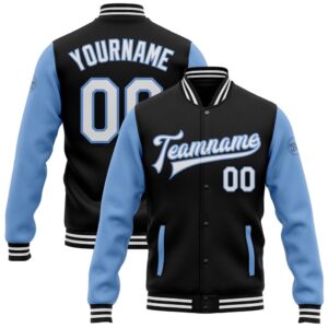 Custom Black White Light Blue Bomber Full…