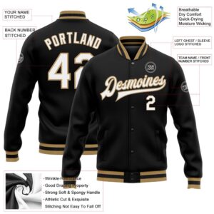 Custom Black White Old Gold Bomber Full Snap Baseball Jacket Custom Team Jacket 2 dimxhc.jpg
