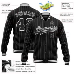 Custom Black White Pinstripe White Bomber Full Snap Baseball Jacket Custom Team Jacket 2 wu2slq.jpg